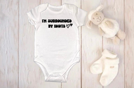 I’m Surrounded By Idiots Onesie, Lion King Inspired, Sweet Baby Onesies, Short Sleeved Baby Onesie