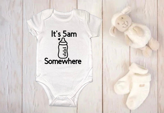 It’s 5am Somewhere baby onesie, fun onesies, silly baby outfits